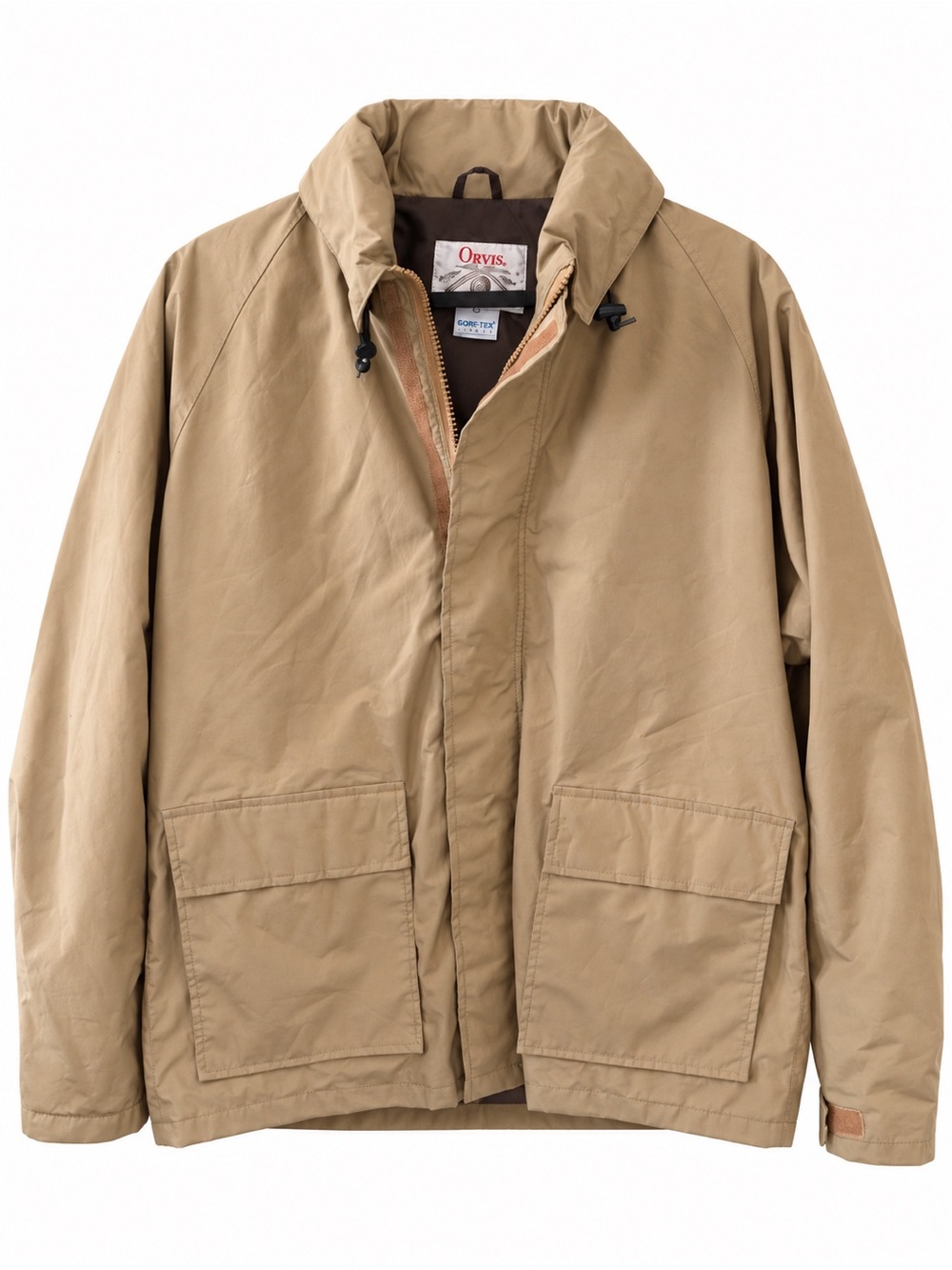 Orvis Gore-Tex Field Jacket Rain Coat Hooded Tan Waterproof Utility